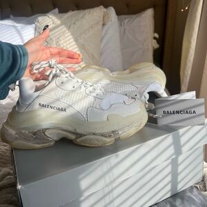 Balenciaga Triple S White Clear Sole Womens 7 (37) 100% AUTHENTIC